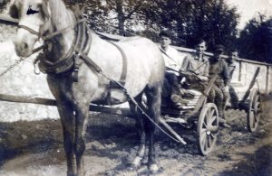 צבי טוכמן, יליד 1914, אוחז במושכות במרכז העגלה, היה מיועד לעליה ארצה עם חלוצי צ'נסטוכוב להתישבות (בקיבוצי השוה"צ) בנגבה או ברוחמה. המציאות הכתיבה אחרת. לצידו (בחולצה לבנה) גצק שטיין, בן העיר לודז' ו"מעמודי התווך של ההכשרה" אומר צבי. בארץ בקבוץ נגבה.