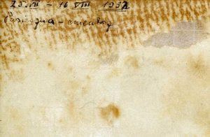 על גב התמונה: פשיצ'נה, 25 ביולי - 16 באוגוסט 1932.