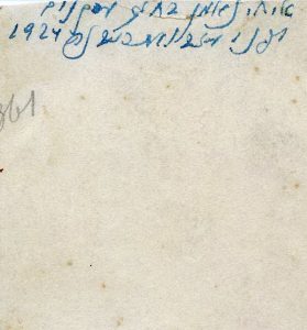 על גב התמונה: "א.ח. (אברהם חיים) נאמן בחיק עסקנים לפני עזבו את רובנה, 1924". 
נאמן, פעיל ציוני וחבר הוועד הציוני העירוני, לאחר עלותו ארצה היה זמן מה חבר תיאטרון "המטאטא".